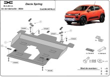 Aluminium plaque couvercle cache protection moteur Dacia Spring (2024-2026)