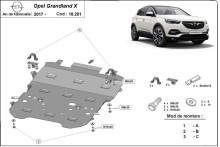 Acier plaque couvercle cache protection moteur Opel Agila (H08) (2017-2026)