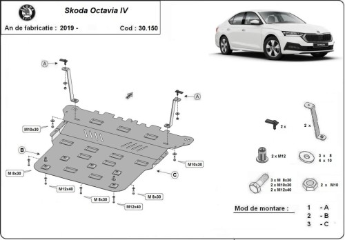 Stalowa Osłona pod silnik Skoda Octavia 4 (2019-2026)