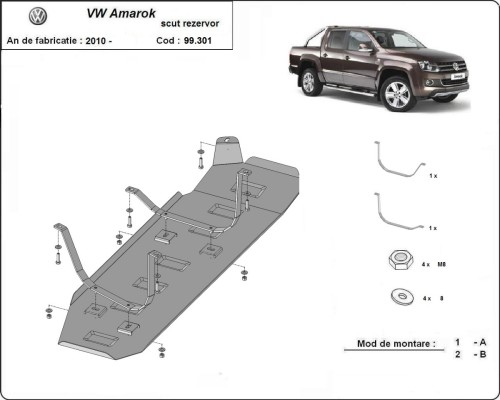 Stalowa Osłona zbiornika paliwa Volkswagen Amarok - Tylko dla wersji bez zabezpieczeń fabrycznych (2010-2022)
