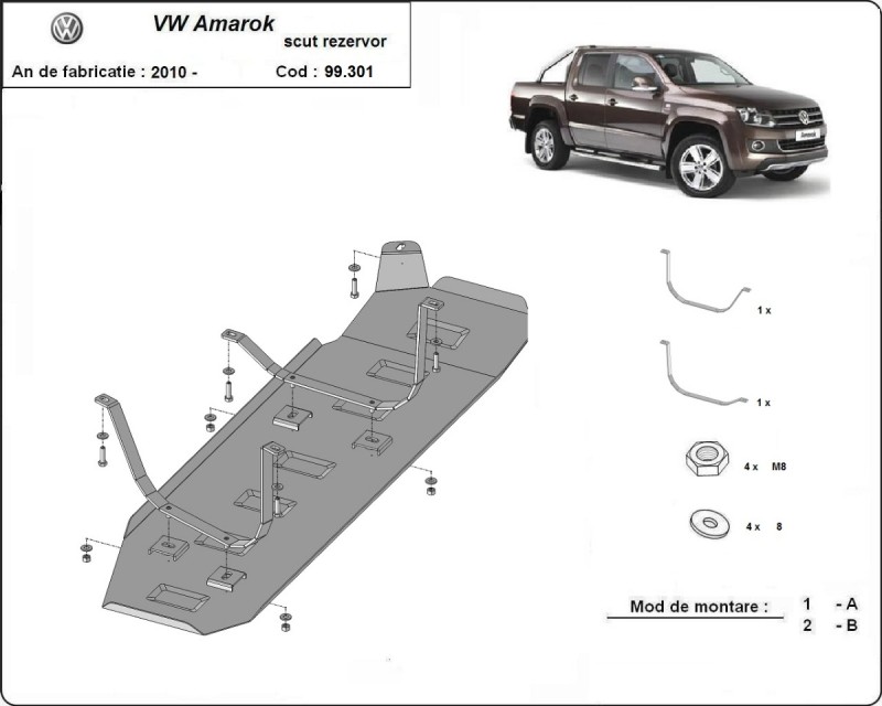 Stalowa Osłona zbiornika paliwa Volkswagen Amarok - Tylko dla wersji bez zabezpieczeń fabrycznych (2010-2022)