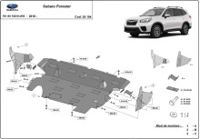 Acier plaque couvercle cache protection moteur Subaru Forester (2018-2024)