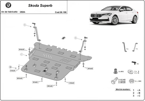 Stalowa Osłona pod silnik Skoda Superb 4 (2024-2026)