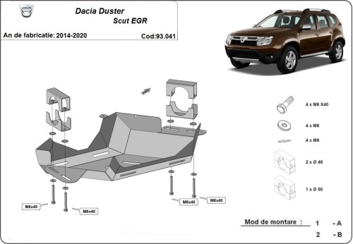 Stalowa Osłona Zawór EGR Dacia Duster (2014-2017)