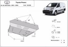 Acier plaque couvercle cache protection moteur Toyota Proace (2013-2016)
