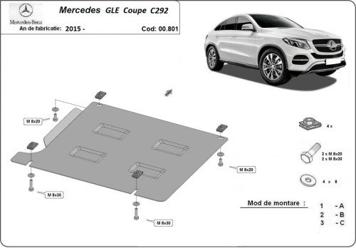 Stalowa Osłona skrzyni biegów Mercedes GLE Coupe C292 (2015-2019)