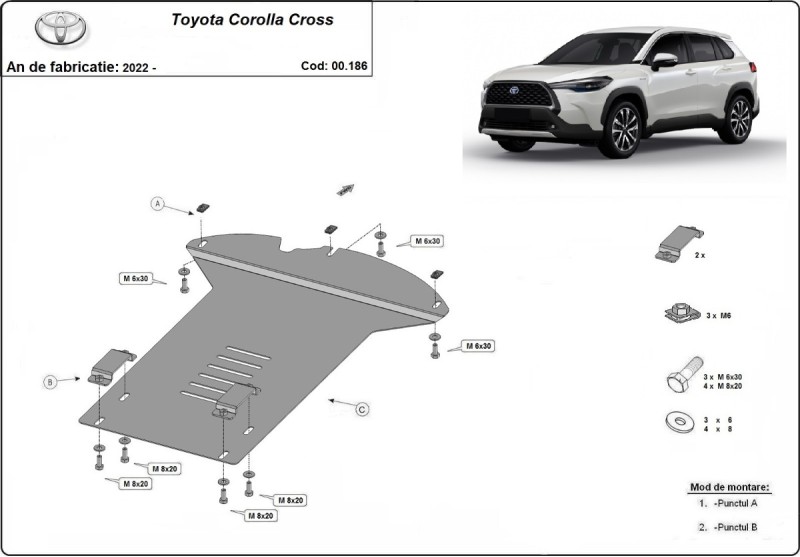 Acier plaque couvercle cache protection catalyseur Toyota Corolla Cross (2022-2026)