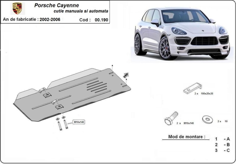 Stalowa Osłona skrzyni reczna skrzynia biegów i automatyczne Porsche Cayenne (2002-2006)