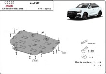 Acier plaque couvercle cache protection boîte de vitesses Audi Q8 (2018-2026)