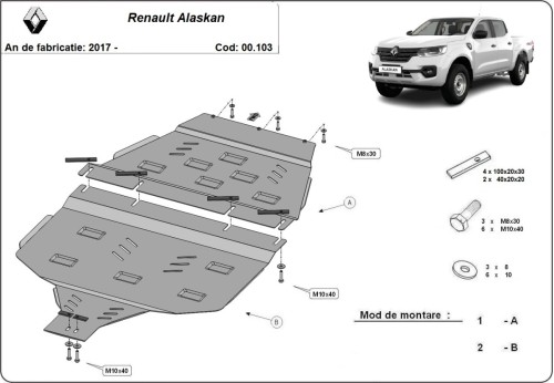 Stalowa Osłona skrzyni biegów Renault Alaskan (2017-2026)