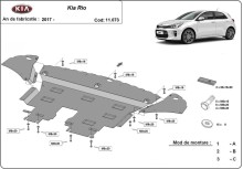 Acier plaque couvercle cache protection moteur Kia Rio 2 (2017-2020)