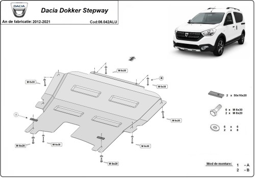 Stalowa Osłona pod silnik aluminium DACIA Dokker Stepway (2012-2021)