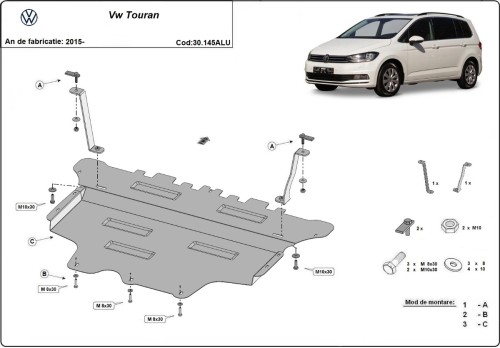 Aluminium Osłona pod silnik VW Touran (2015-2026)