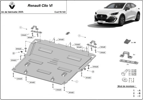Stalowa Osłona pod silnik Renault Clio 6 (2025-2026)