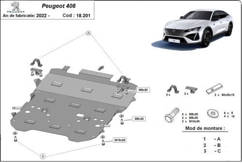 Stalowa Osłona pod silnik Peugeot 408 (2022-2026)