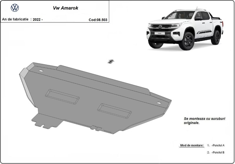 Acier plaque couvercle cache protection de radiateur Volkswagen Amarok (2022-2026)