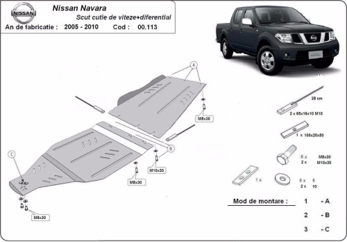 Stalowa Osłona skrzyni biegów Nissan Navara D40 (2005-2015)