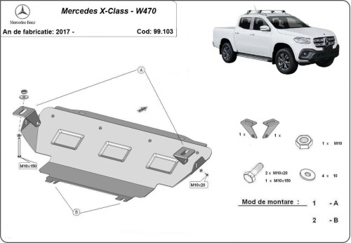 Stalowa Osłona chłodnicy Mercedes X-Class W470 (2017-2020)