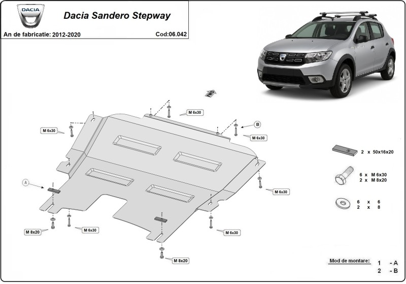 Stalowa Osłona pod silnik Dacia Sandero Stepway (2012-2020)