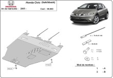 Acier plaque couvercle cache protection moteur Honda Civic (hayon) (2005-2015)