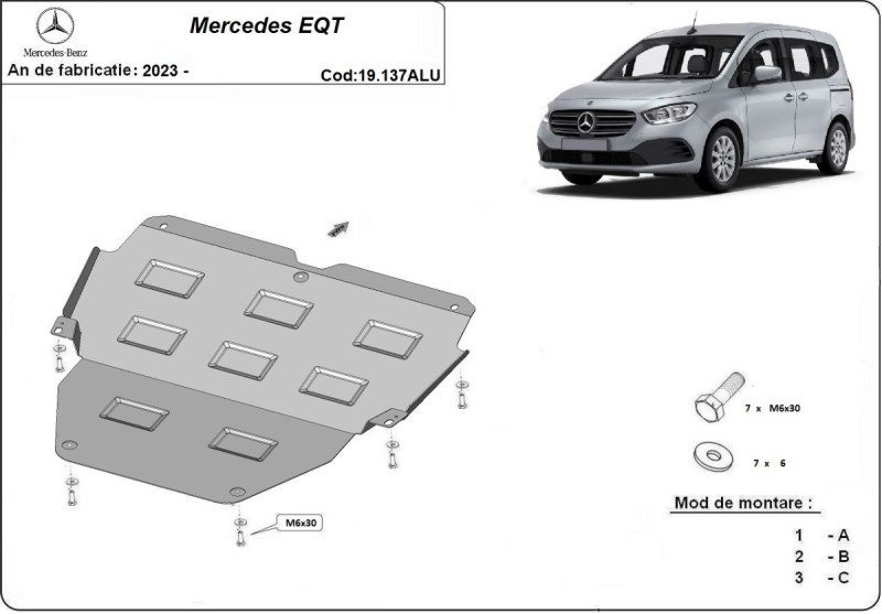 Aluminium Osłona pod silnik Mercedes EQT (2023-2026)