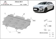 Acier plaque couvercle cache protection moteur Citroen DS5 (2011-2018)