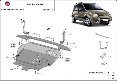 Stalowa Osłona pod silnik Fiat Panda 4x4 (2003-2012)