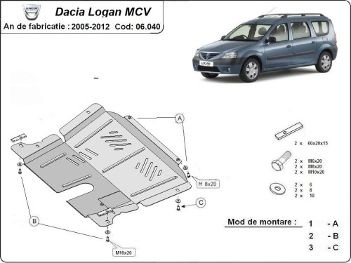 Stalowa Osłona pod silnik Dacia Logan 1 MCV (2005-2012)