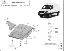Acier plaque couvercle cache protection moteur Mercedes Viano W447, 2.2 D, 4x4 (2006-2017)
