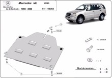 Acier plaque couvercle cache protection différentiel Mercedes ML (1998-2005)