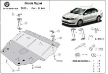 Acier plaque couvercle cache protection moteur Skoda Superb - automatique (2012-2019)