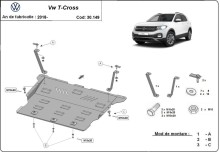 Acier plaque couvercle cache protection moteur Volkswagen T-Cross (2018-2026)