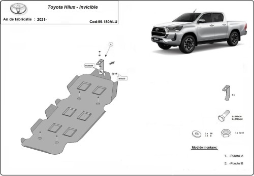 Aluminium - Osłona zbiornika paliwa Toyota Hilux Invincible (2021-2026)