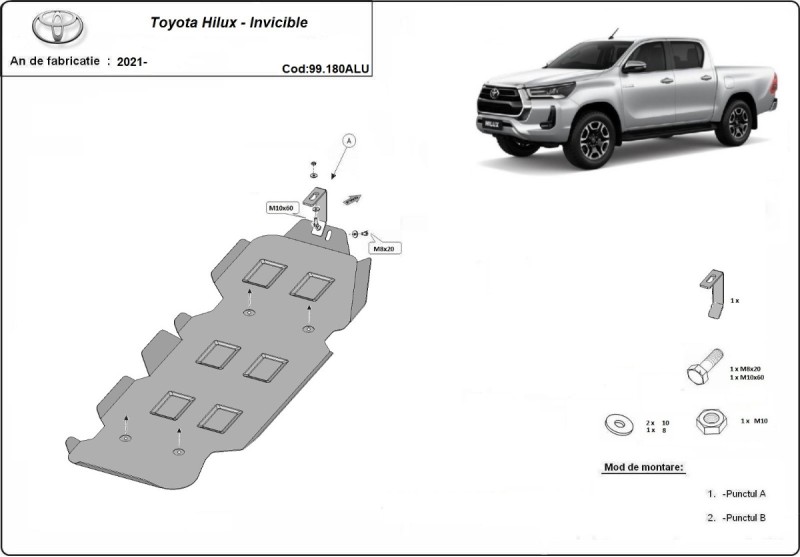 Aluminium - Osłona zbiornika paliwa Toyota Hilux Invincible (2021-2026)