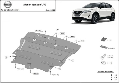 Stalowa Osłona pod silnik Nissan Qashqai J12 (2021-2026)
