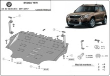 Aluminium plaque couvercle cache protection moteur Skoda Yeti (2011-2017)