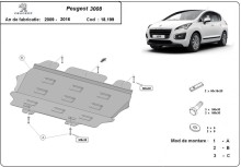 Acier plaque couvercle cache protection moteur Peugeot 306 (2009-2016)
