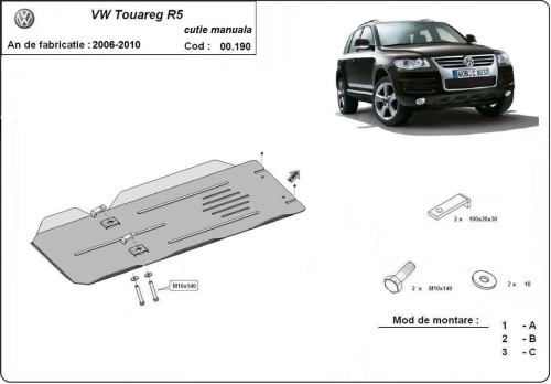 Stalowa Osłona reczna skrzynia biegow VW Touareg 7L (2006-2010)