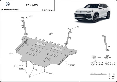 Aluminium Osłona pod silnik VW Tayron (2018-2026)