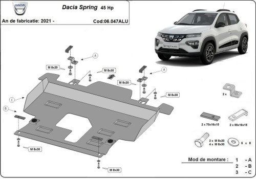 Stalowa Osłona pod silnik Dacia Spring Aluminium (2021-2026)