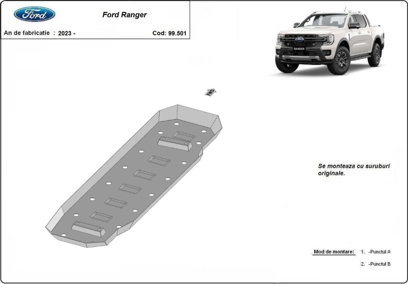 Stalowa Osłona zbiornika paliwa Ford Ranger (2023-2026)