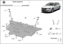 Aluminium plaque couvercle cache protection moteur Skoda Superb (2015-2024)