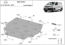 Aluminium plaque couvercle cache protection moteur Opel Vauxhall Vivaro (2019-2026)