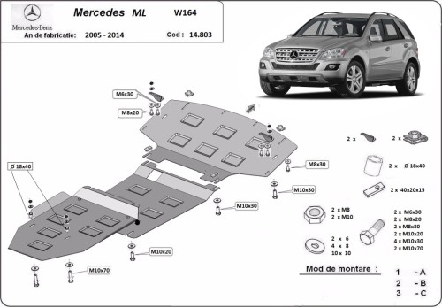 Stalowa Osłona pod silnik Mercedes ML W164 (2005-2011)