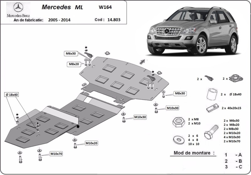 Acier plaque couvercle cache protection moteur Mercedes A-Class W177 (2005-2011)