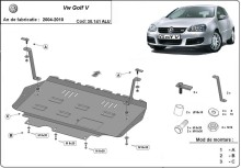 Aluminium plaque couvercle cache protection moteur Volkswagen Golf (2004-2010)
