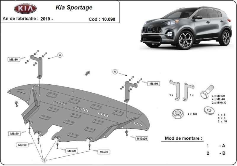 Acier plaque couvercle cache protection moteur Kia Sportage (2019-2021)