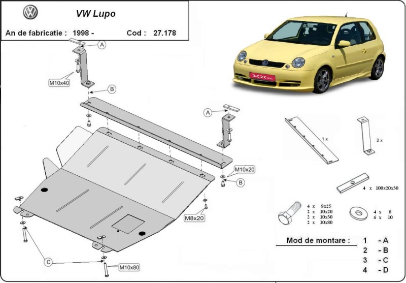 Acier plaque couvercle cache protection moteur Volkswagen New Beetle (1999-2005)