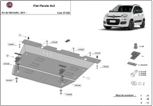 Acier plaque couvercle cache protection moteur Fiat Panda 4x2 (2011-2026)
