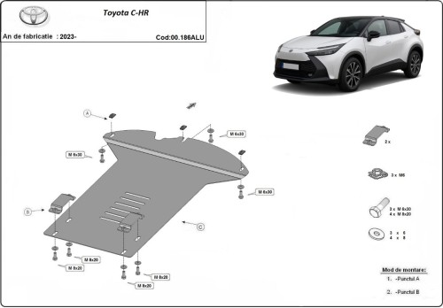 Aluminiowa osłona / blokada katalizatora do Toyota C-HR (2023-2026) Aluminiowa osłona / blokada katalizatora do Toyota C-HR (2023-2026)